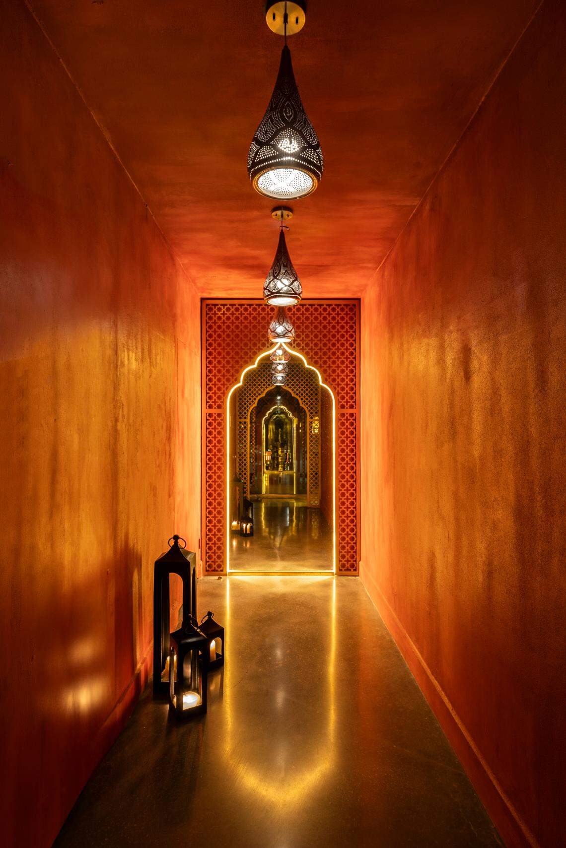 Zuri restaurant entrance hallway designed by Studio Emanuel in Miami